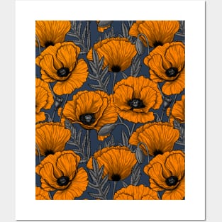 Orange poppy garden 2 Posters and Art